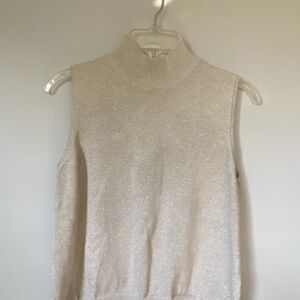 Marisa Christina Cream Cowl Neck Sweater with Gold Shimmer